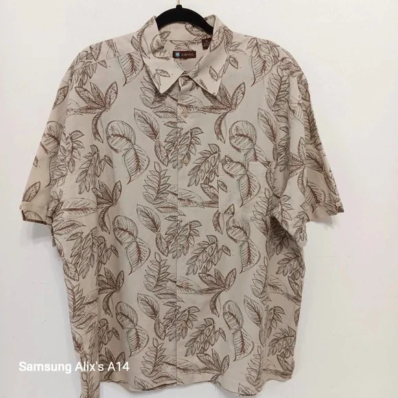 Centro Men's XL Hawaiian Shirt Linen Cotton Floral Aloha Beach Boho Casual - Picture 9 of 9